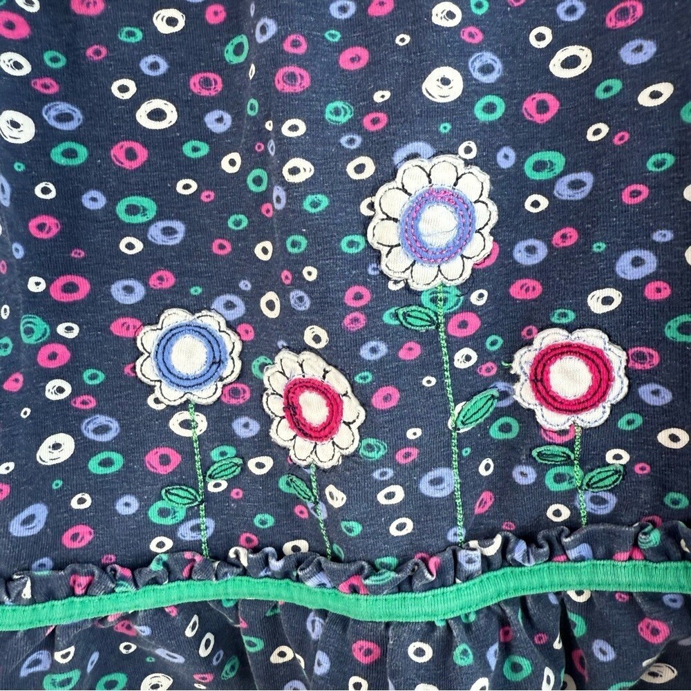 Boboli dress ruffles floral flowers embroidered pink navy Baby Polka Dot Outfit - Picture 8 of 16